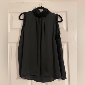 Zara Black Ruffled Sleeveless Blouse